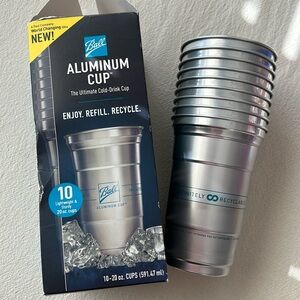 Ball Aluminum Cups 20 oz ct Reusable Cold Drink Lightweight Drinkware Party NIB